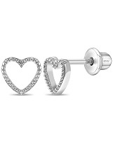 tiny silver open heart screw back earrings for babies
